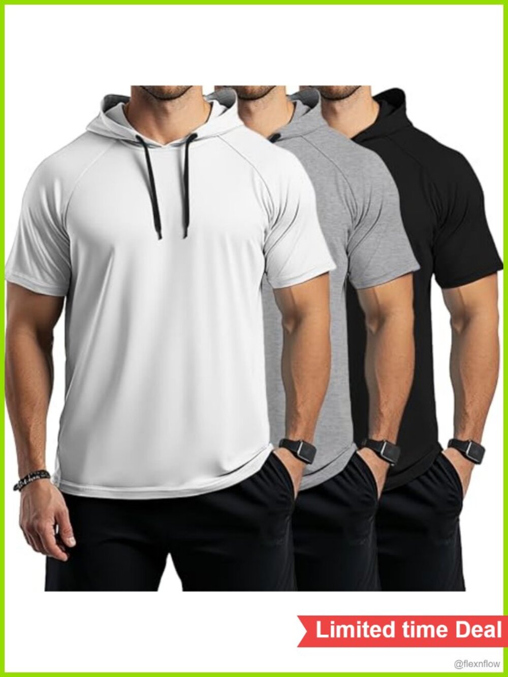 Men's Big & Tall Short Sleeve Hoodies 3-Pack Athletic Lightweight Polyester